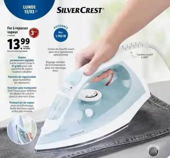 Lidl Fer à repasser vapeur silver crest offre