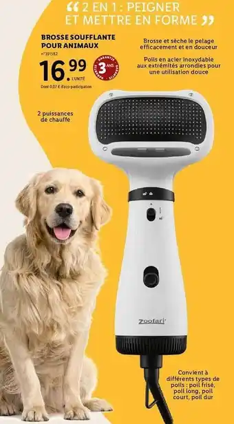 Lidl Brosse soufflante pour animaux offre