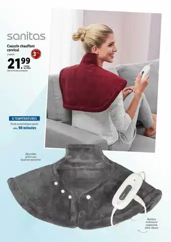 Lidl Coussin chauffant cervical sanitas offre