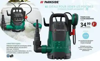 Lidl Pompe à eau claire immergée parkside offre