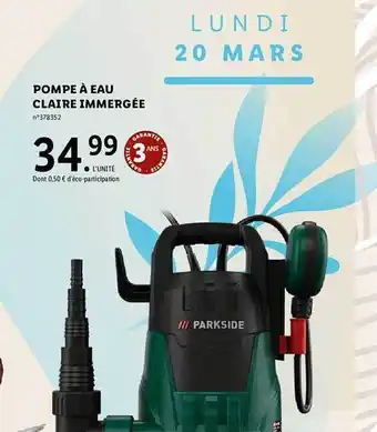 Lidl Pompe à eau claire immergée parkside offre