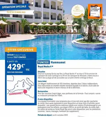 Lidl Tunisie hammamet : royal nozha 4* offre