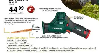 Lidl Coupe-branches sans fil parkside offre