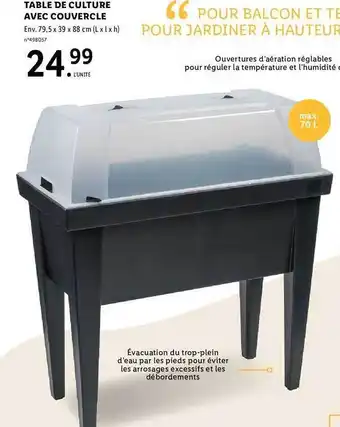 Table de culture avec couvercle