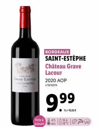 Lidl Saint-estèphe château grave lacour 2020 aop offre