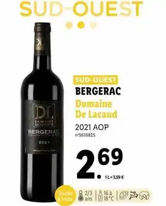 Lidl Bergerac domaine de lacaud 2021 aop offre