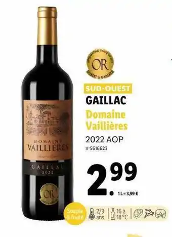 Lidl Gaillac domaine vaillières 2022 aop offre