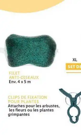 Lidl Filet anti-oiseaux, clips de fixation pour plantes offre