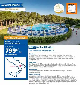 Italie marina di pisticci : club framissima ti blu village 4*