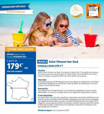 Lidl France saint-vincent-sur-jard : camping la botée d'air 4* offre