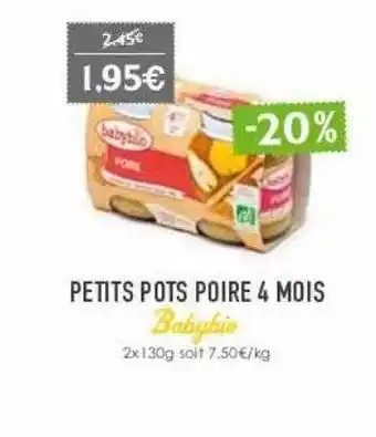 Petits pots poire 4 mois babybio