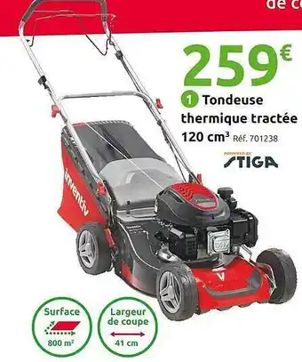 Mr Bricolage Tondeuse thermique tractée 120 cm³ stiga offre