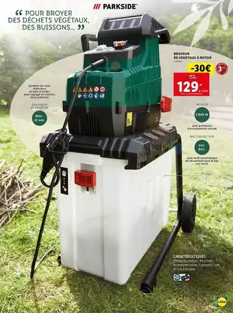 Lidl Broyeur de végétaux à rotor parkside offre