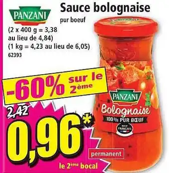Norma Sauce bolognaise panzani offre
