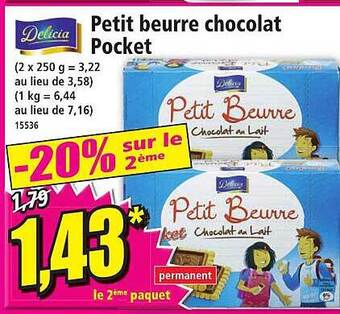 Norma Petit beurre chocolat pocket delicia offre