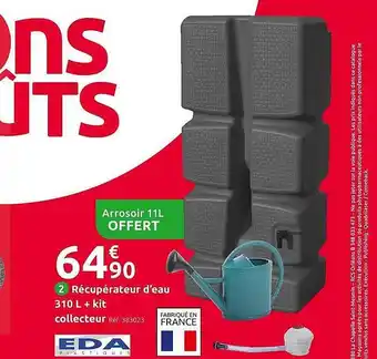 Mr Bricolage Récupérateur d'eau 310l + kit collecteur eda offre