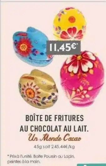 Naturalia Boîte de fritures au chocolat au lait un monde cacao offre