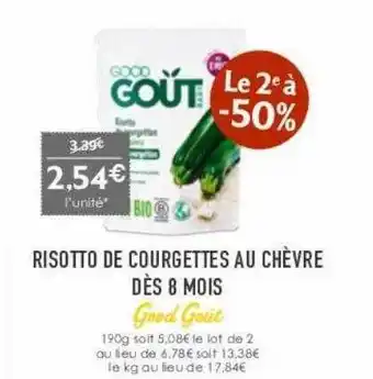 Risotto de courgettes au chèvre dès 8 mois good goût