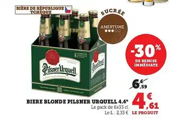 Super U Bière blonde pilsner urquell 4.4° offre