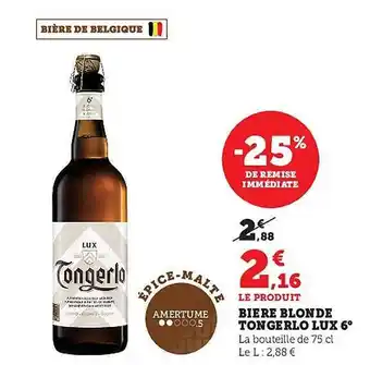 Super U Bière blonde tongerlo lux 6° offre