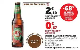 Super U Bière blonde brooklyn offre