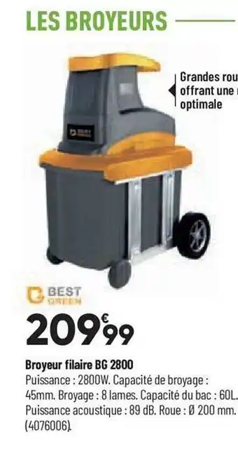 Bricorama Broyeur filaire bg 2800 best green offre