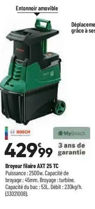 Bricorama Broyeur filaire axt 25 tc bosch offre