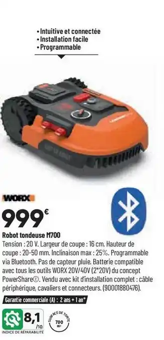 Robot tondeuse m700 worx
