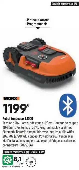 Robot tondeuse l1000 worx