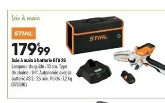 Bricorama Scie à main à batterie gta 26 stihl offre