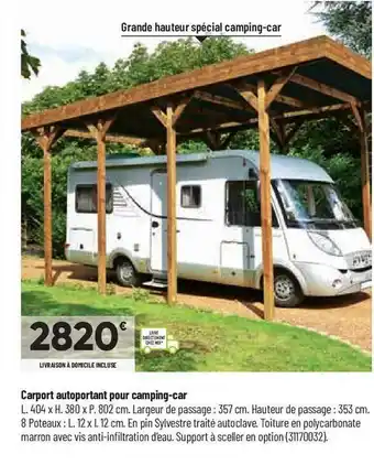 Carport autoportant pour camping-car