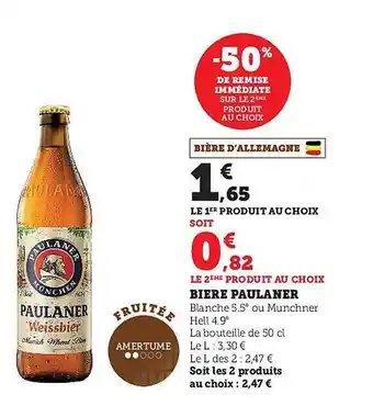 Super U Bière paulaner offre
