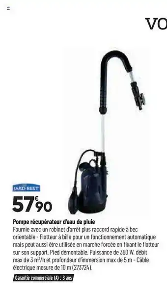 Bricorama Pompe récupérateur d'eau de pluie jardibest offre