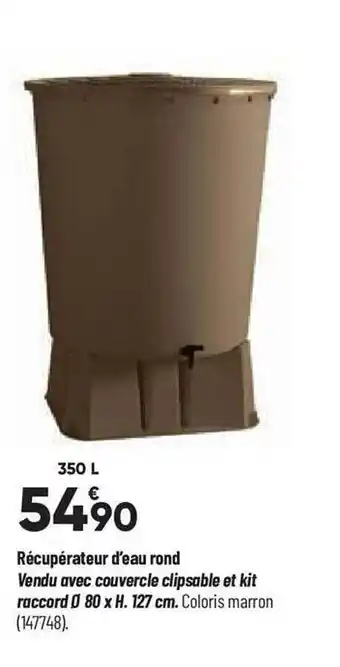 Bricorama Récupérateur d'eau rond vendu avec couvercle clipsable et kit raccord ø 80 x h. 127 cm offre