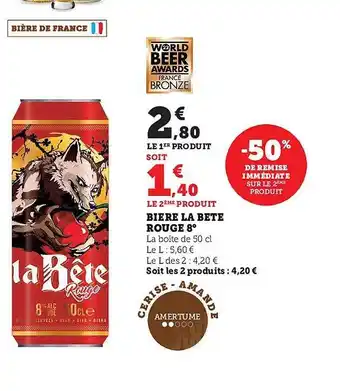 Super U Bière la bête rouge 8° offre