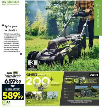 Bricorama Tondeuse à batterie ryobi, maxi power offre