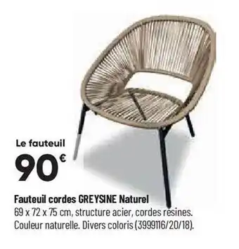 Bricorama Fauteuil cordes greysine naturel offre