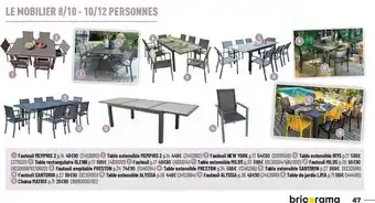 Bricorama Fauteuil memphis 2, table extensible memphis 2, fauteuil new york, table extensible irys, table rectangulaire glenn, fauteuil offre