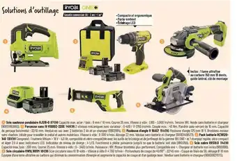 Bricorama Scie sauteuse pendulaire ryobi, perceuse sans fil ryobi, meuleuse d'angle ryobi, pack batterie ryobi, scie sabre ryobi, scie offre