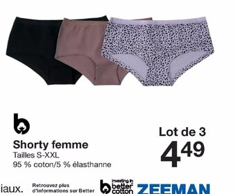 Zeeman Shorty femme offre