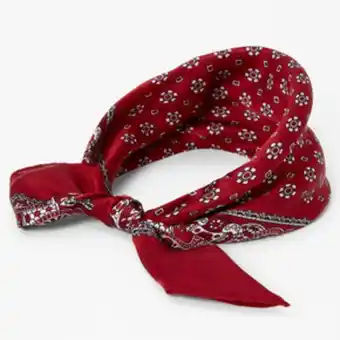 Claire's Bandeau bandana soyeux imprimé floral et cachemire - bordeaux offre