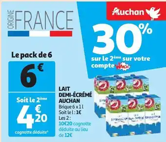 Auchan Supermarché Lait demi-écrémé auchan offre
