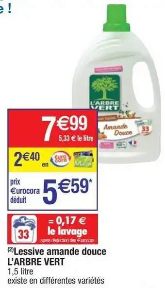 Cora x Carrefour Lessive liquide l'arbre vert offre