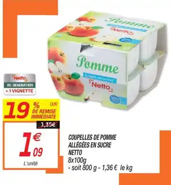 Netto Coupelles de Pomme Allégées en Sucre Netto offre