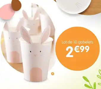 b&m Lot De 10 Gobelets En Carton Lapin offre