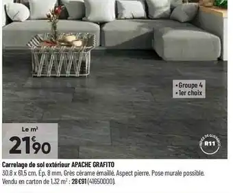 Bricorama Carrelage de sol extérieur apache grafito offre