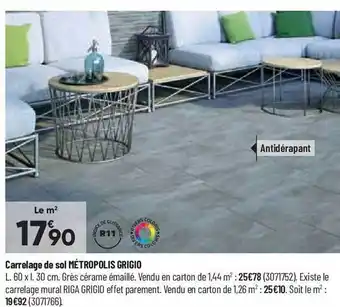 Bricorama Carrelage de sol métropolis grigio offre