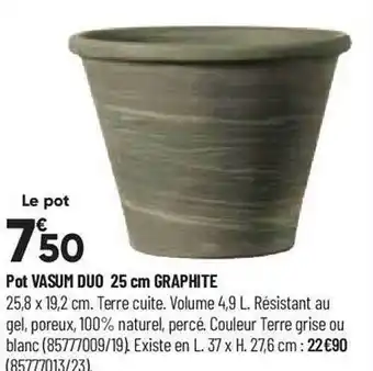 Pot vasum duo 25 cm graphite