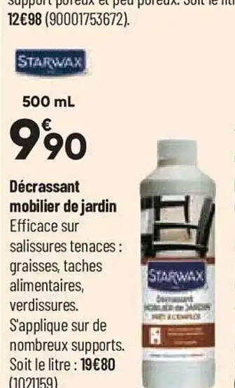 Bricorama Décrassant mobilier de jardin starwax offre