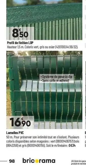 Bricorama Profil de finition lop, lamelles pvc offre